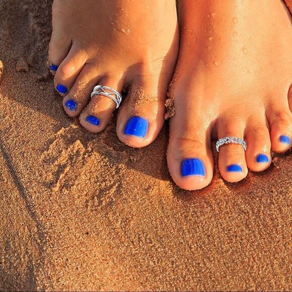 18K White Gold Adjustable Boho Open Toe Rings - Set of 20 - Picture 11 of 11